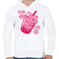 PRINTFASHION Cicás bubble tea - Férfi kapucnis pulóver - Fehér
