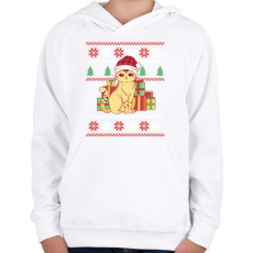 PRINTFASHION Cicás csúnya pulcsi - Gyerek kapucnis pulóver - Fehér