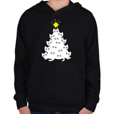 PRINTFASHION Cicás Karácsonyfa - Gyerek kapucnis pulóver - Fekete gyerek pulóver, kardigán