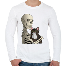 PRINTFASHION Cicás leszek amíg élek (cirmos cicával) - Férfi hosszú ujjú póló - Fehér