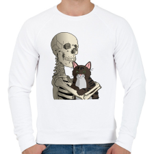 PRINTFASHION Cicás leszek amíg élek (cirmos cicával) - Férfi pulóver - Fehér férfi pulóver, kardigán