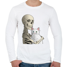 PRINTFASHION Cicás leszek amíg élek (fehér cicával) - Férfi hosszú ujjú póló - Fehér