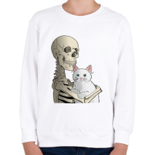 PRINTFASHION Cicás leszek amíg élek (fehér cicával) - Gyerek pulóver - Fehér gyerek pulóver, kardigán