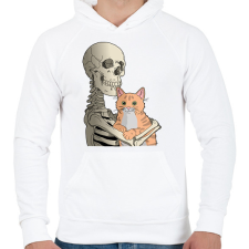 PRINTFASHION Cicás leszek amíg élek (vörös cicával) - Férfi kapucnis pulóver - Fehér férfi pulóver, kardigán