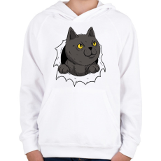 PRINTFASHION Cicás póló - Gyerek kapucnis pulóver - Fehér