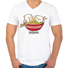 PRINTFASHION Cicás ramen - Férfi V-nyakú póló - Fehér férfi póló