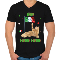 PRINTFASHION Cicc-cicc - Italy - Férfi V-nyakú póló - Fekete