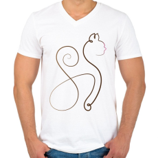 PRINTFASHION Cicmó - Férfi V-nyakú póló - Fehér