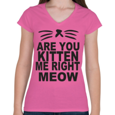 PRINTFASHION Cicózol velem? meoww - Női V-nyakú póló - Rózsaszín