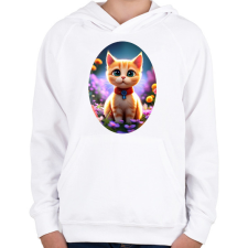 PRINTFASHION Cicus - Gyerek kapucnis pulóver - Fehér gyerek pulóver, kardigán