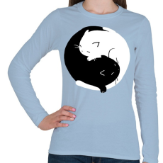 PRINTFASHION Cicus yin yang - Női hosszú ujjú póló - Világoskék