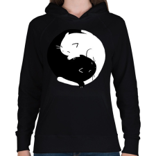 PRINTFASHION Cicus yin yang - Női kapucnis pulóver - Fekete női pulóver, kardigán