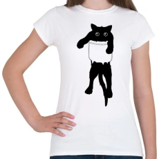 PRINTFASHION Cicus zsebben  - Női póló - Fehér