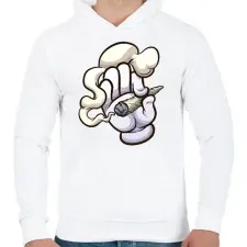 PRINTFASHION Cigiző kéz - Férfi kapucnis pulóver - Fehér férfi pulóver, kardigán