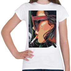 PRINTFASHION Cigiző lány - Női póló - Fehér
