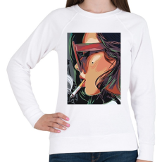 PRINTFASHION Cigiző lány - Női pulóver - Fehér