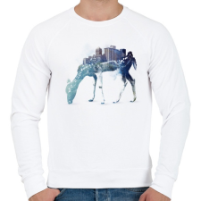 PRINTFASHION City deer - Férfi pulóver - Fehér férfi pulóver, kardigán