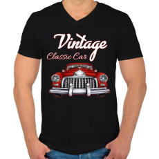 PRINTFASHION Classic car  - Férfi V-nyakú póló - Fekete