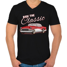 PRINTFASHION Classic car  - Férfi V-nyakú póló - Fekete férfi póló