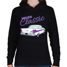 PRINTFASHION Classic car  - Női kapucnis pulóver - Fekete női pulóver, kardigán