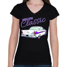 PRINTFASHION Classic car - Női V-nyakú póló - Fekete női póló