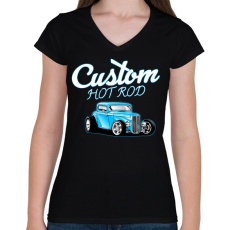 PRINTFASHION Classic car  - Női V-nyakú póló - Fekete