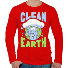 PRINTFASHION Clean Earth - Férfi hosszú ujjú póló - Piros férfi póló