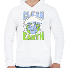 PRINTFASHION Clean Earth - Férfi kapucnis pulóver - Fehér