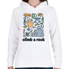 PRINTFASHION Climb a rock - Női kapucnis pulóver - Fehér