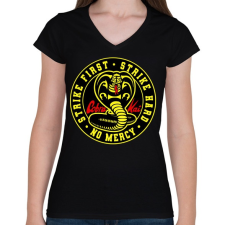 PRINTFASHION Cobra Kai - No Mercy - Női V-nyakú póló - Fekete női póló