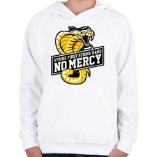 PRINTFASHION Cobra Kai STRIKE FIRST STRIKE HARD NO MERCY - Gyerek kapucnis pulóver - Fehér gyerek pulóver, kardigán