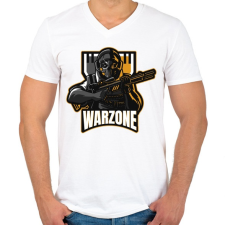 PRINTFASHION COD: Warzone - Férfi V-nyakú póló - Fehér férfi póló