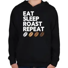 PRINTFASHION Coffe addict - Gyerek kapucnis pulóver - Fekete gyerek pulóver, kardigán