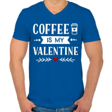 PRINTFASHION Coffe is my valentine - Férfi V-nyakú póló - Királykék férfi póló