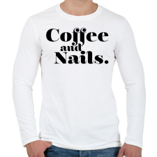 PRINTFASHION Coffee and Nails - Kávé és körmök - Férfi hosszú ujjú póló - Fehér férfi póló