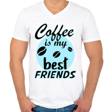 PRINTFASHION coffee friends - Férfi V-nyakú póló - Fehér
