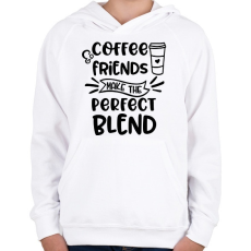 PRINTFASHION Coffee Friends - Gyerek kapucnis pulóver - Fehér