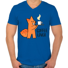 PRINTFASHION Coffee Lover - Férfi V-nyakú póló - Királykék