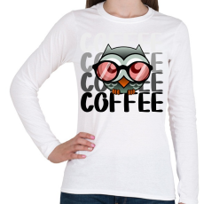 PRINTFASHION coffee owl - Női hosszú ujjú póló - Fehér