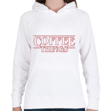 PRINTFASHION Coffee Things - Női kapucnis pulóver - Fehér női pulóver, kardigán