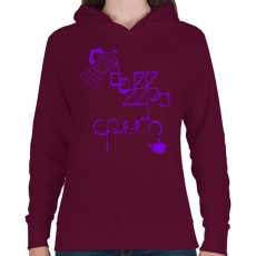 PRINTFASHION CoffeeQueenPurple - Női kapucnis pulóver - Bordó
