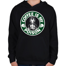 PRINTFASHION coffeismypoison - Gyerek kapucnis pulóver - Fekete gyerek pulóver, kardigán
