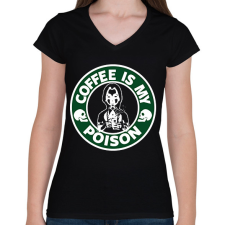 PRINTFASHION coffeismypoison - Női V-nyakú póló - Fekete női póló