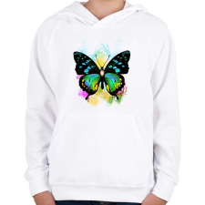 PRINTFASHION colorful butterfly - Gyerek kapucnis pulóver - Fehér gyerek pulóver, kardigán