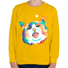 PRINTFASHION Colorfull cat - Gyerek pulóver - Sárga