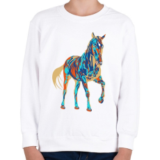 PRINTFASHION Colorfull Horse - Gyerek pulóver - Fehér