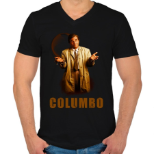 PRINTFASHION COLUMBO - Férfi V-nyakú póló - Fekete férfi póló