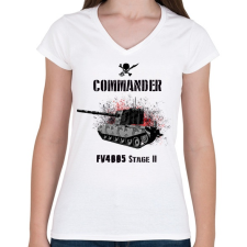 PRINTFASHION commander fv4005 - Női V-nyakú póló - Fehér női póló
