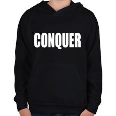 PRINTFASHION Conquer - Gyerek kapucnis pulóver - Fekete