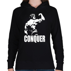 PRINTFASHION Conquer - Női kapucnis pulóver - Fekete